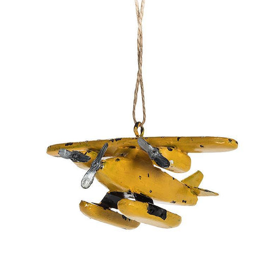 Yellow Float Plane Ornament 5"L