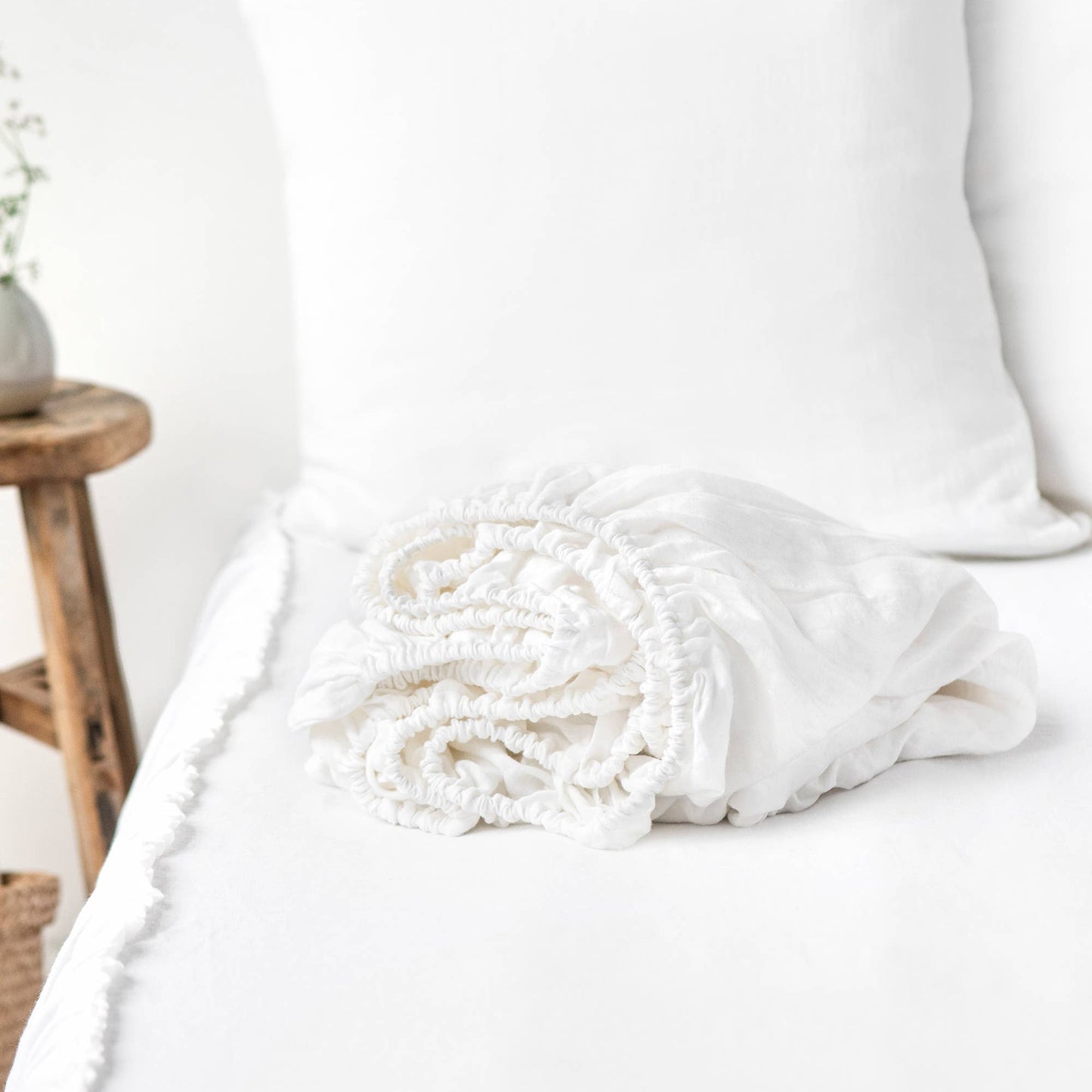 White Linen Fitted Sheet King