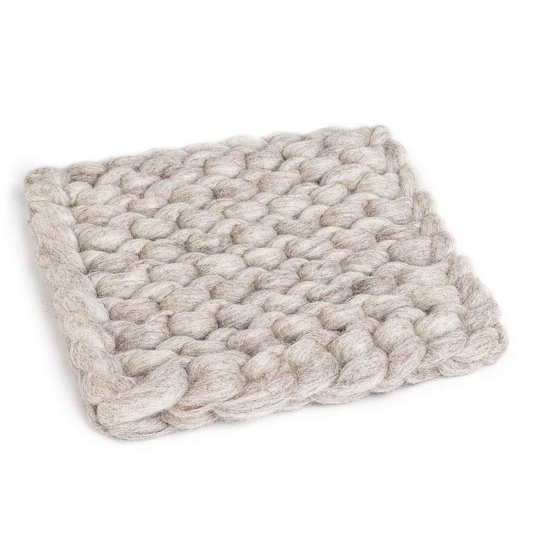 Chunky Knitted Trivet Beige 8"