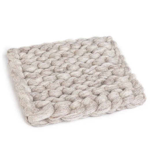 Chunky Knitted Trivet Beige 8"