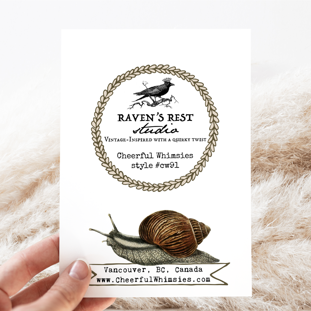 Greeting Card. Vintage Snail and Leaves. Everyday.