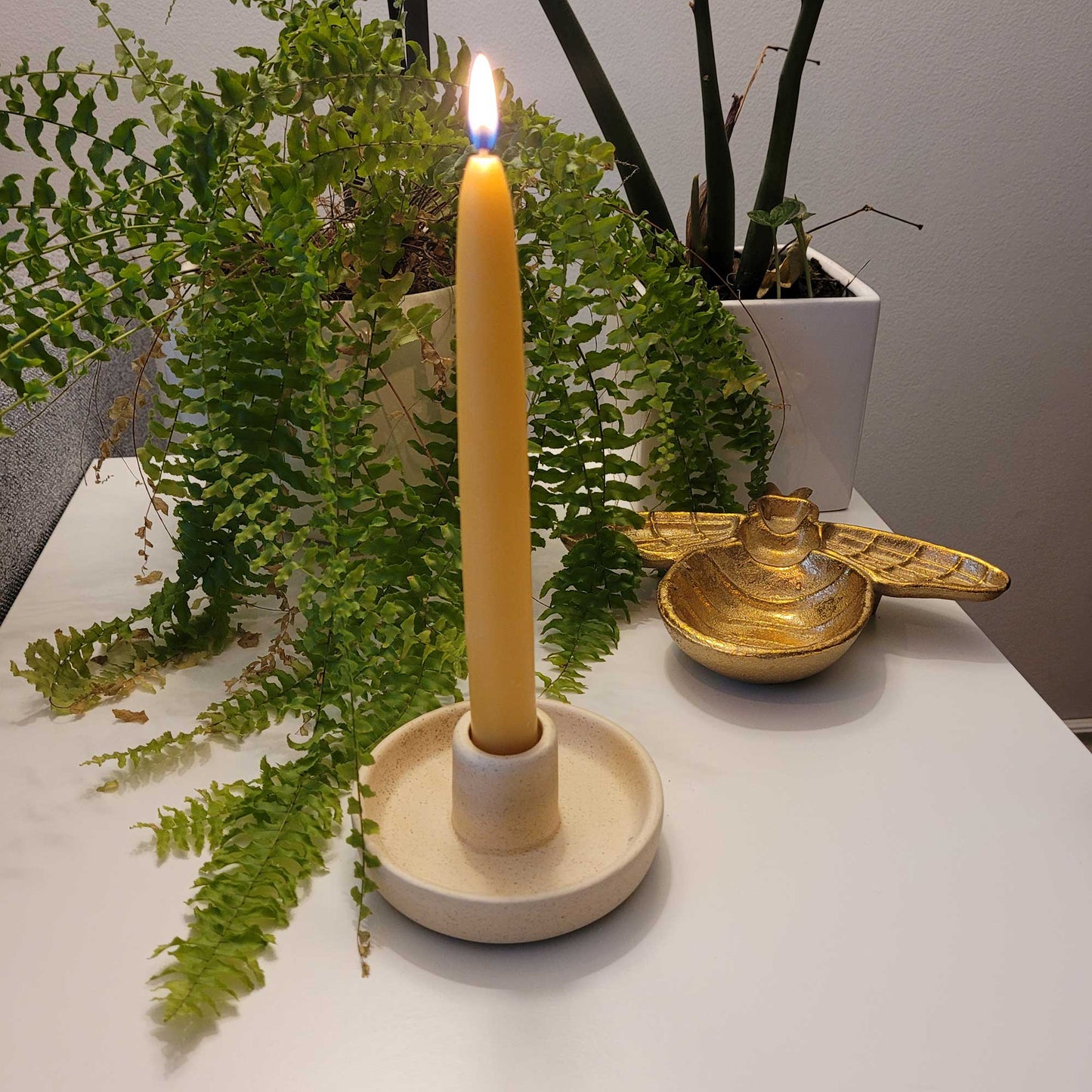 Ceramic Candlestick Holder Beige