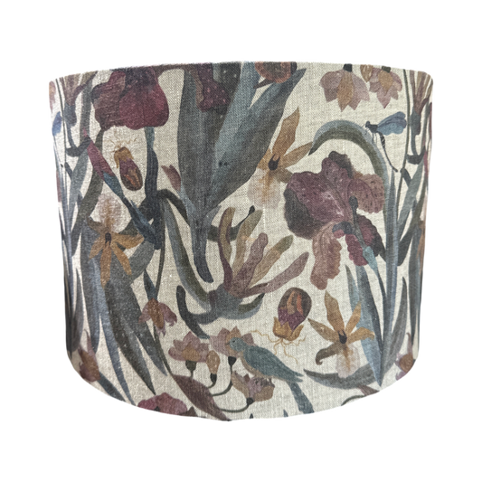 Natural Linen Floral Lampshade 30x21cm