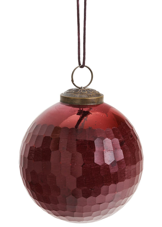 Red hammered glass ornament 4"