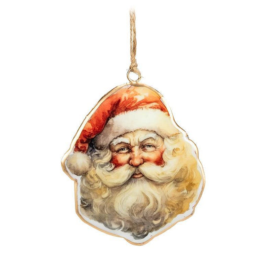 Happy Santa Ornament 4"H