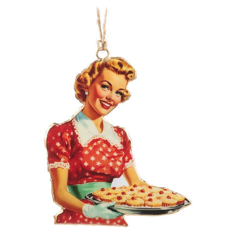 Retro Happy Hostess Ornament 5"H