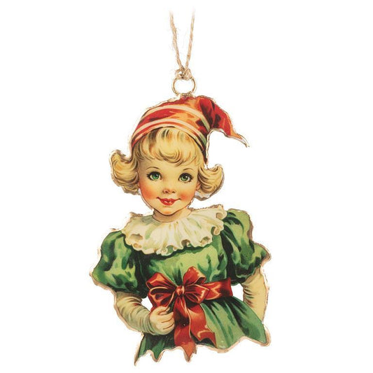 Christmas Girl Ornament 4"H