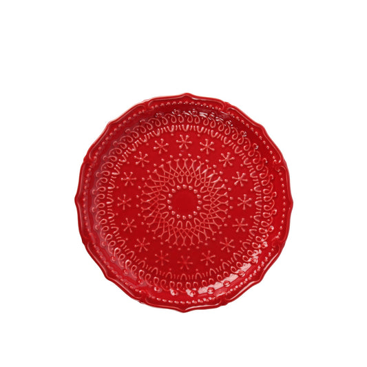 Embossed Red Serving Plate