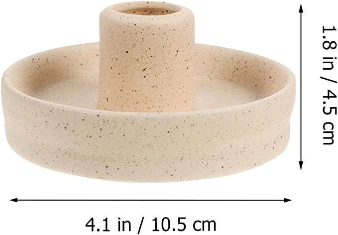 Ceramic Candlestick Holder Beige
