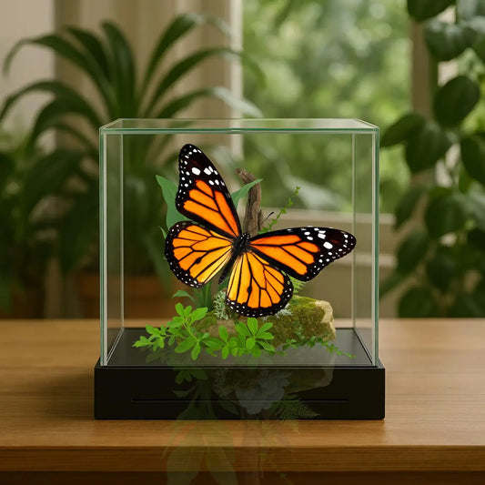 Real Monarch Butterfly Specimen Diorama – 6x6 Display