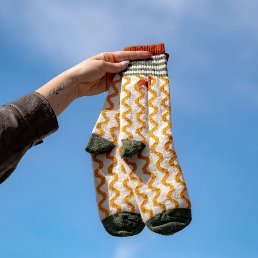 Citrus Squiggle Alpaca Socks