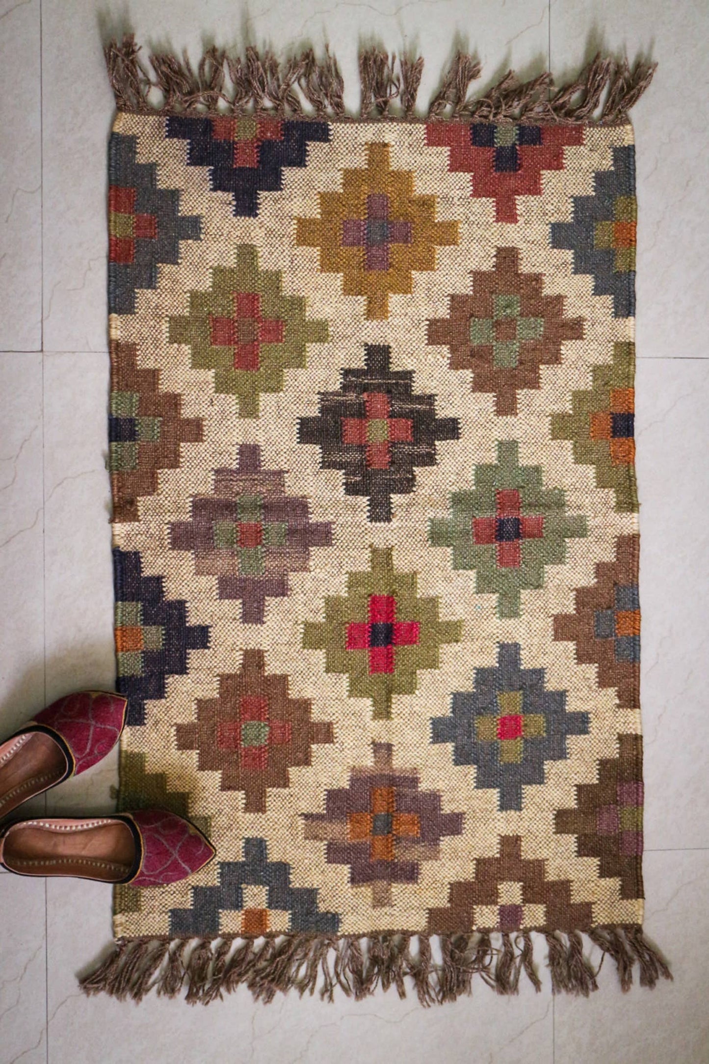 2 x 3' Handmade Kilim Jute-Wool Rug