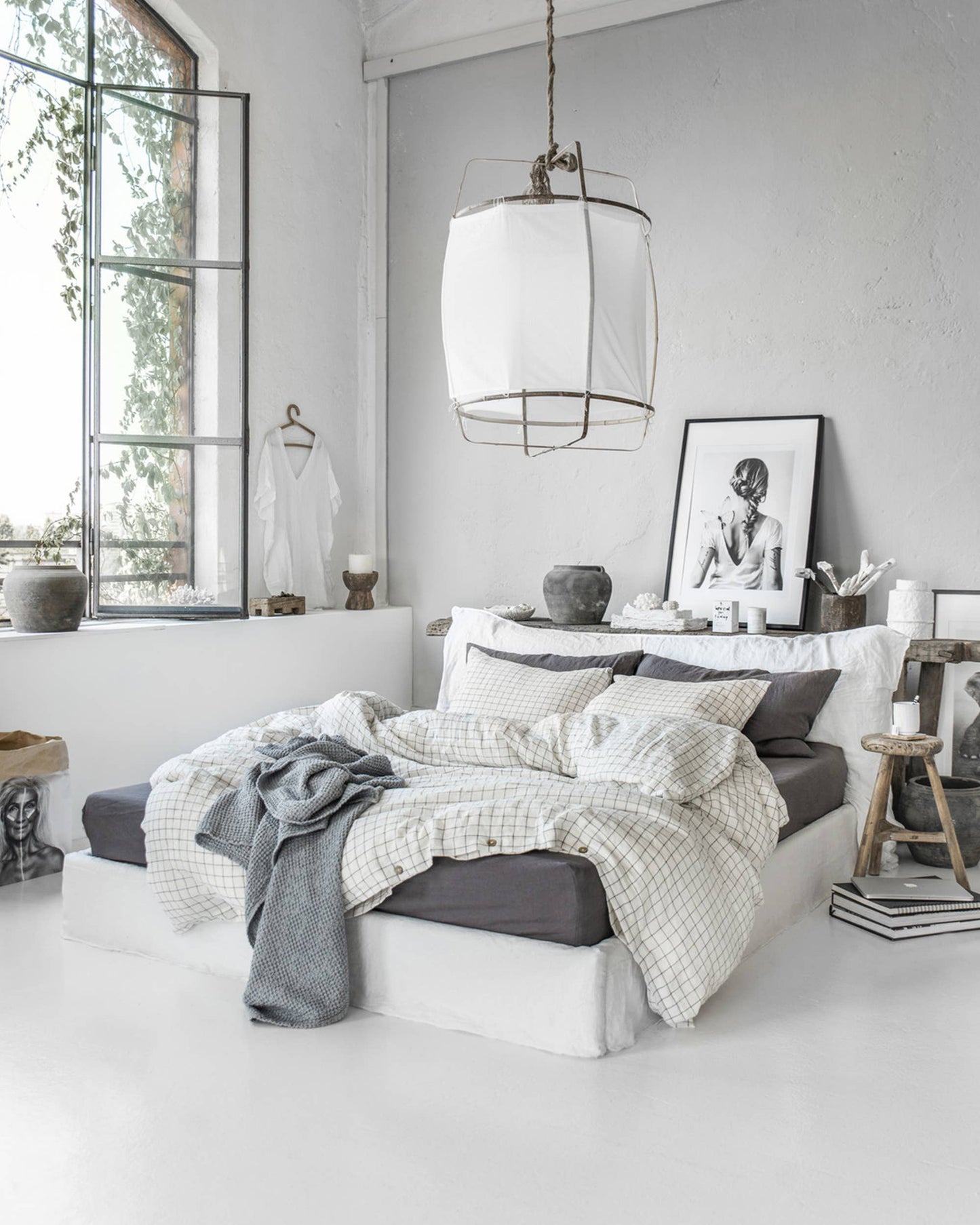 Charcoal Linen Fitted Sheet Queen