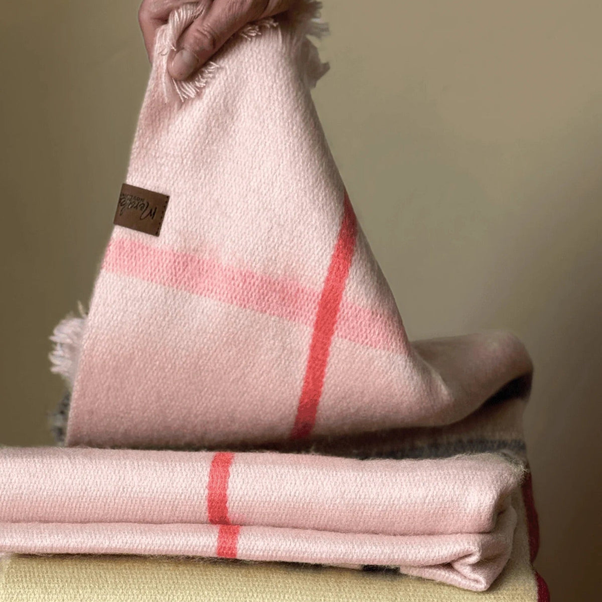 Cherry Blossom Metro Plaid Alpaca Blanket Scarf