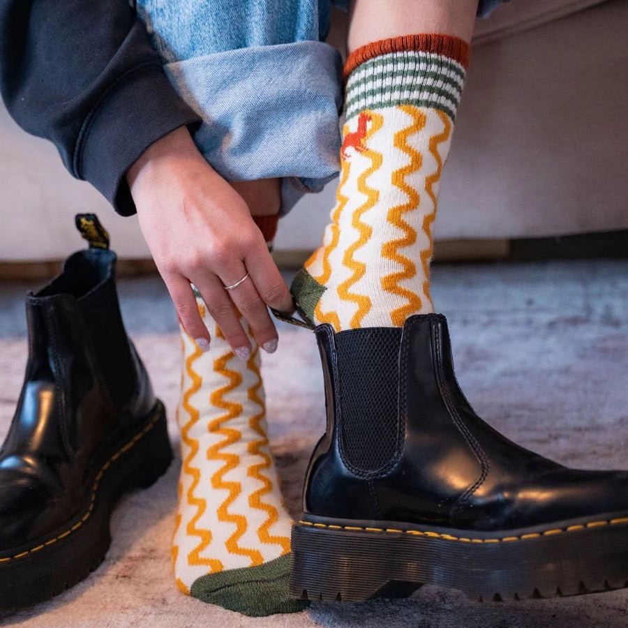 Citrus Squiggle Alpaca Socks