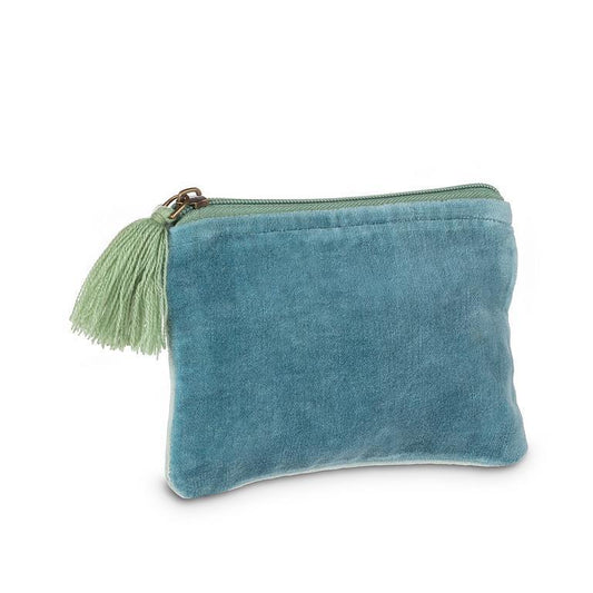 Velvet Pouch w/Tassel Aqua