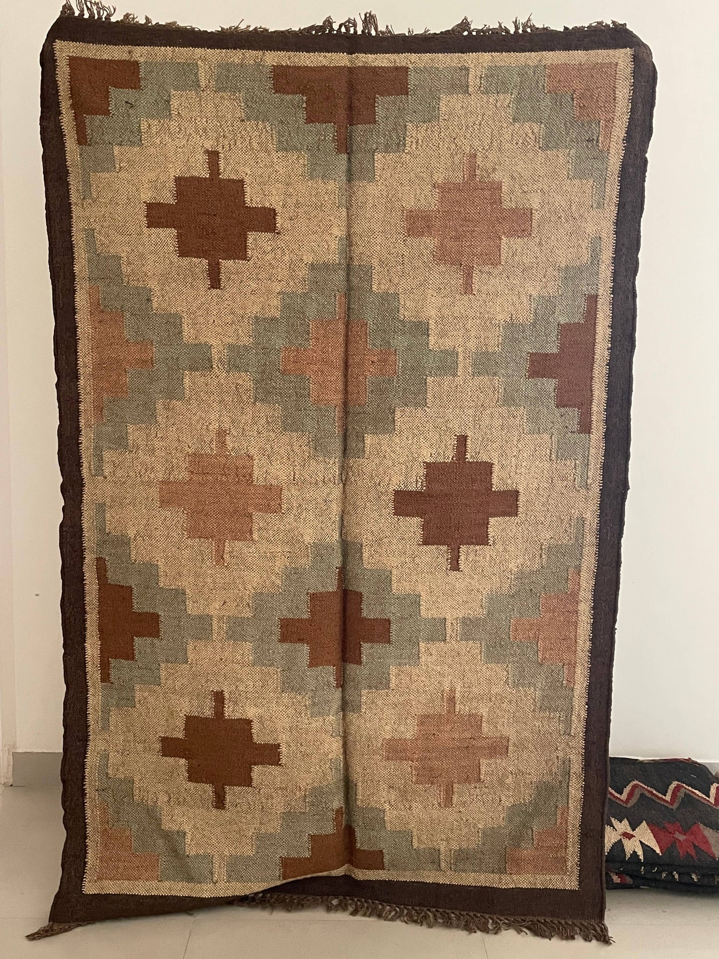 4 x 6' Jute\Wool Handwoven Kilim Rug