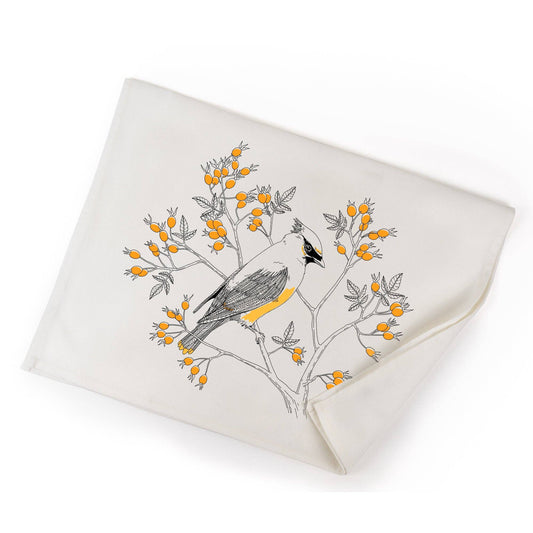 Cedar Waxwing Tea Towel