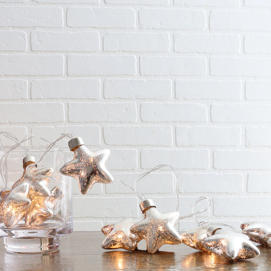Silver star LED string light 3.5'