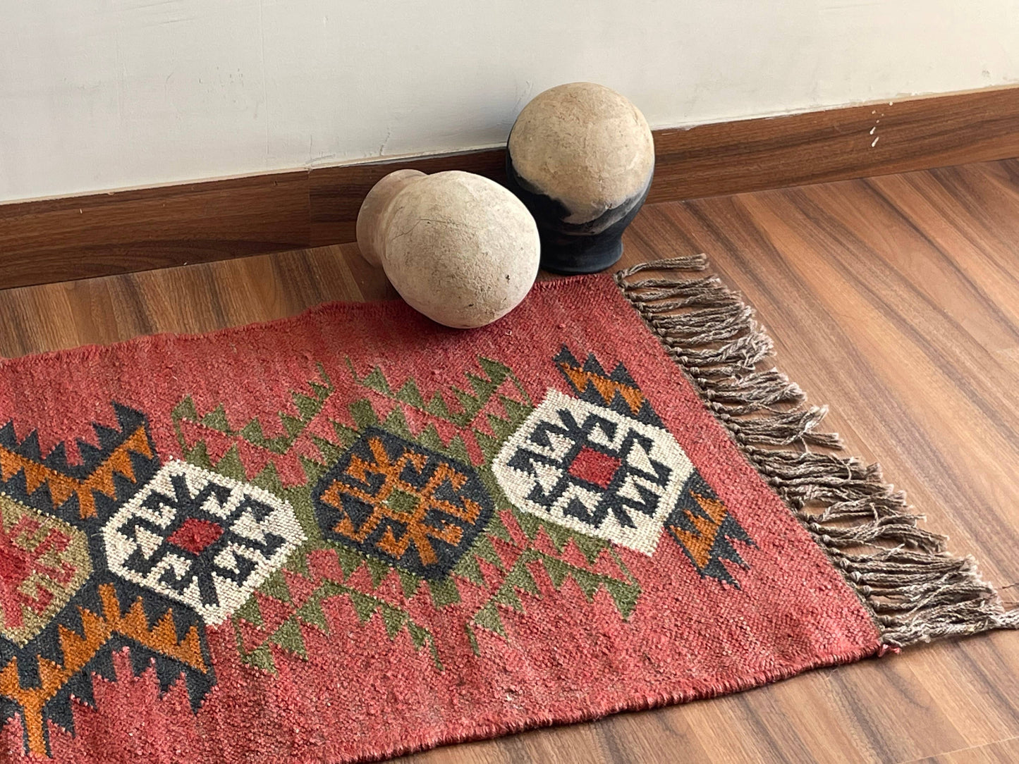 2 x 4' Handmade Kilim Jute-Wool Rug
