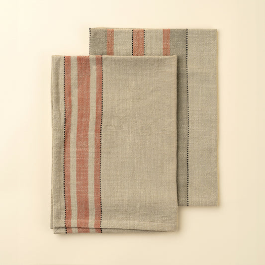 Lea Woven Stripe Tea Towels S/2 20x28"