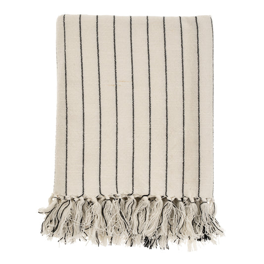 Pinstripe Hammam Bath Towel Black 37x64"