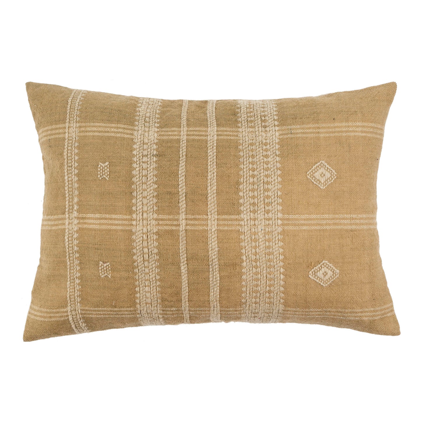 Bhujodi Wool Handloom Pillow Beige 16x24"