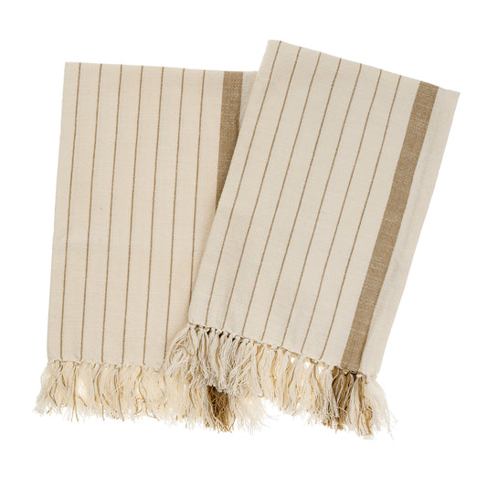 Bengal Stripe Hammam Hand Towels S/2 Warm Sand 20x28"