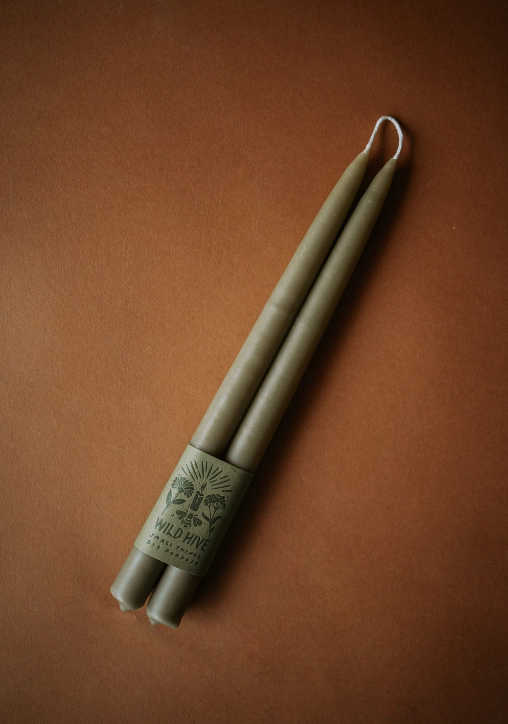 Moss green Beeswax Taper Candles