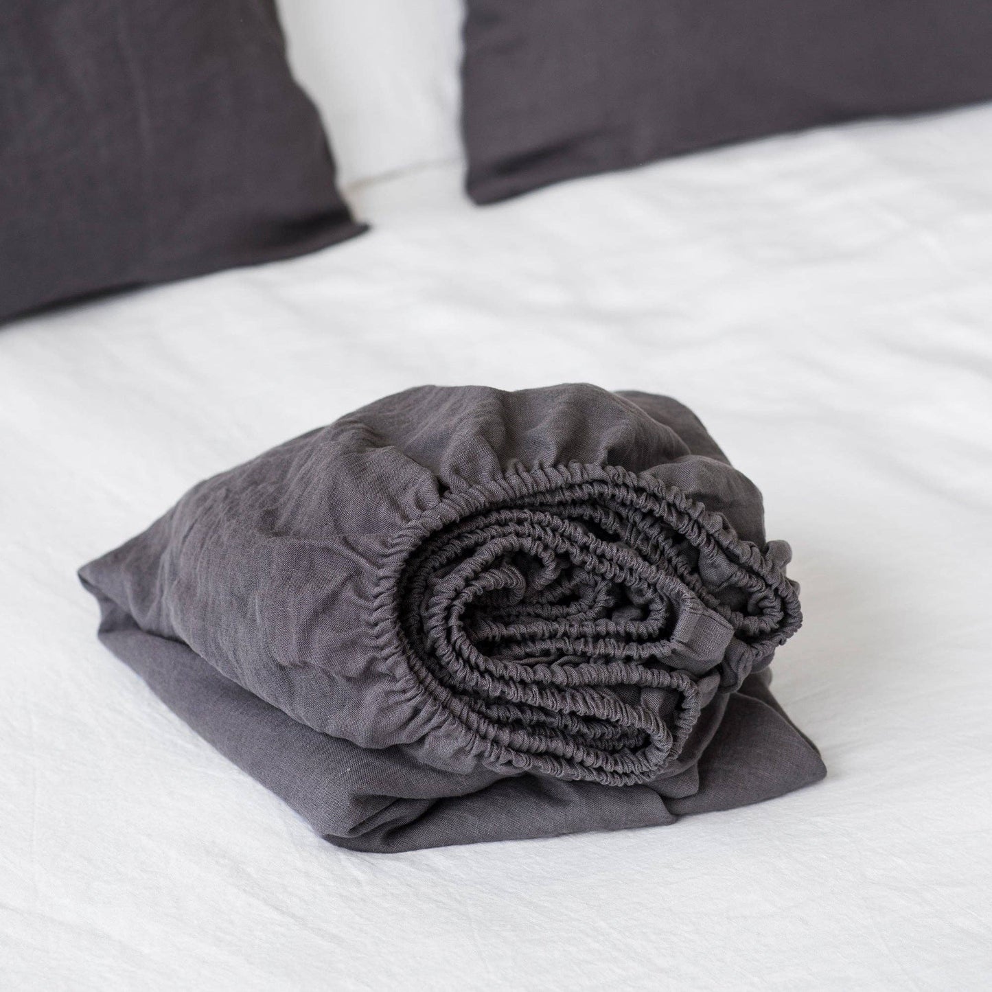 Charcoal Linen Fitted Sheet King