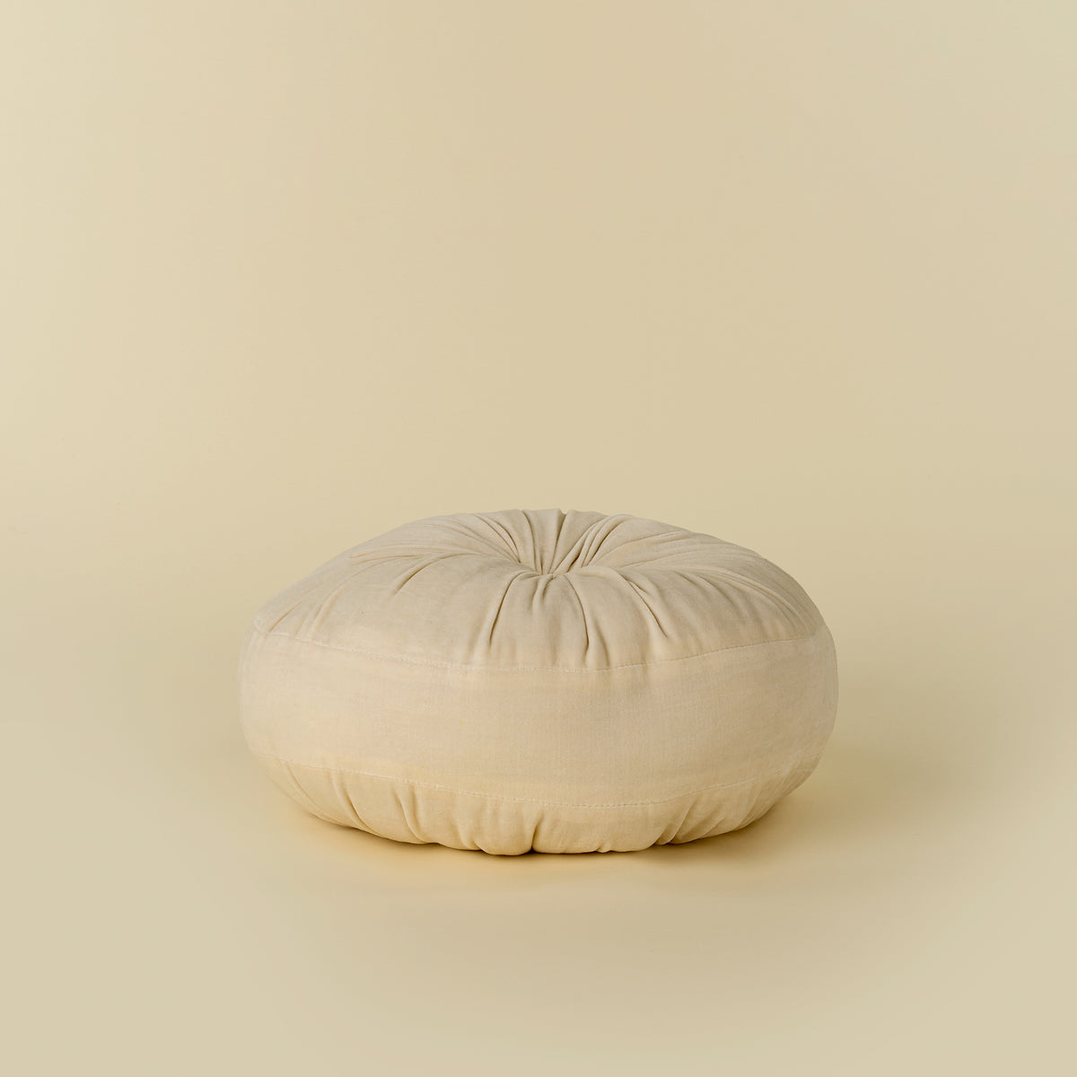 Velvet Tuft Round Cushion, Ivory