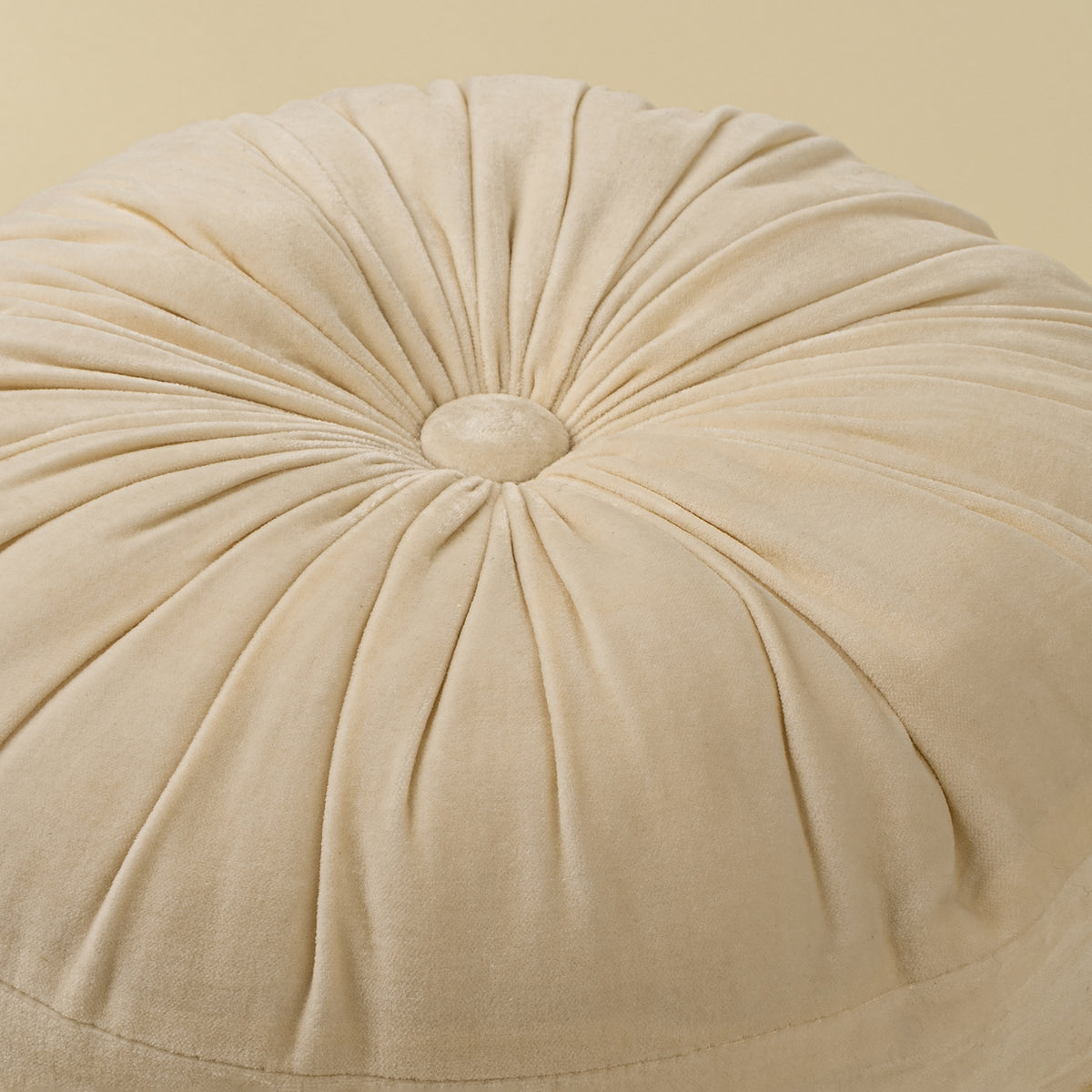 Velvet Tuft Round Cushion, Ivory
