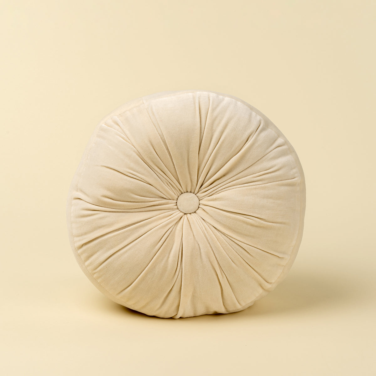 Velvet Tuft Round Cushion, Ivory