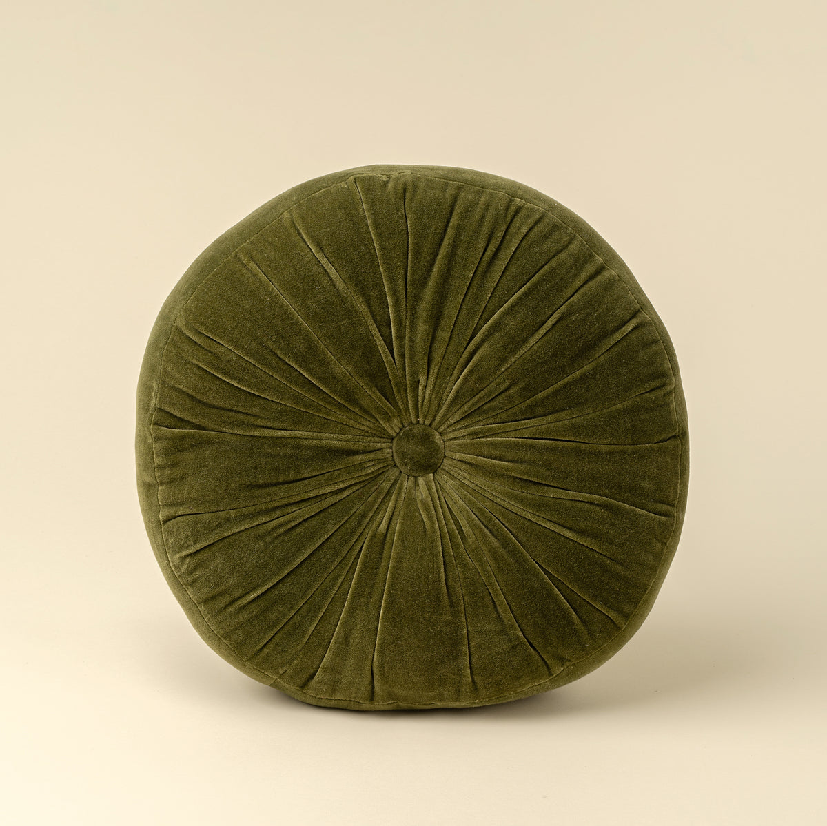 Velvet Tuft Round Cushion, Moss