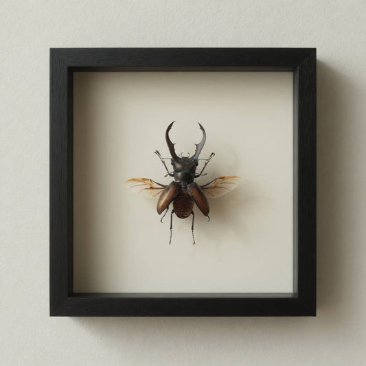 Metallic Stag Beetle Shadow Box (7x7) Real Framed