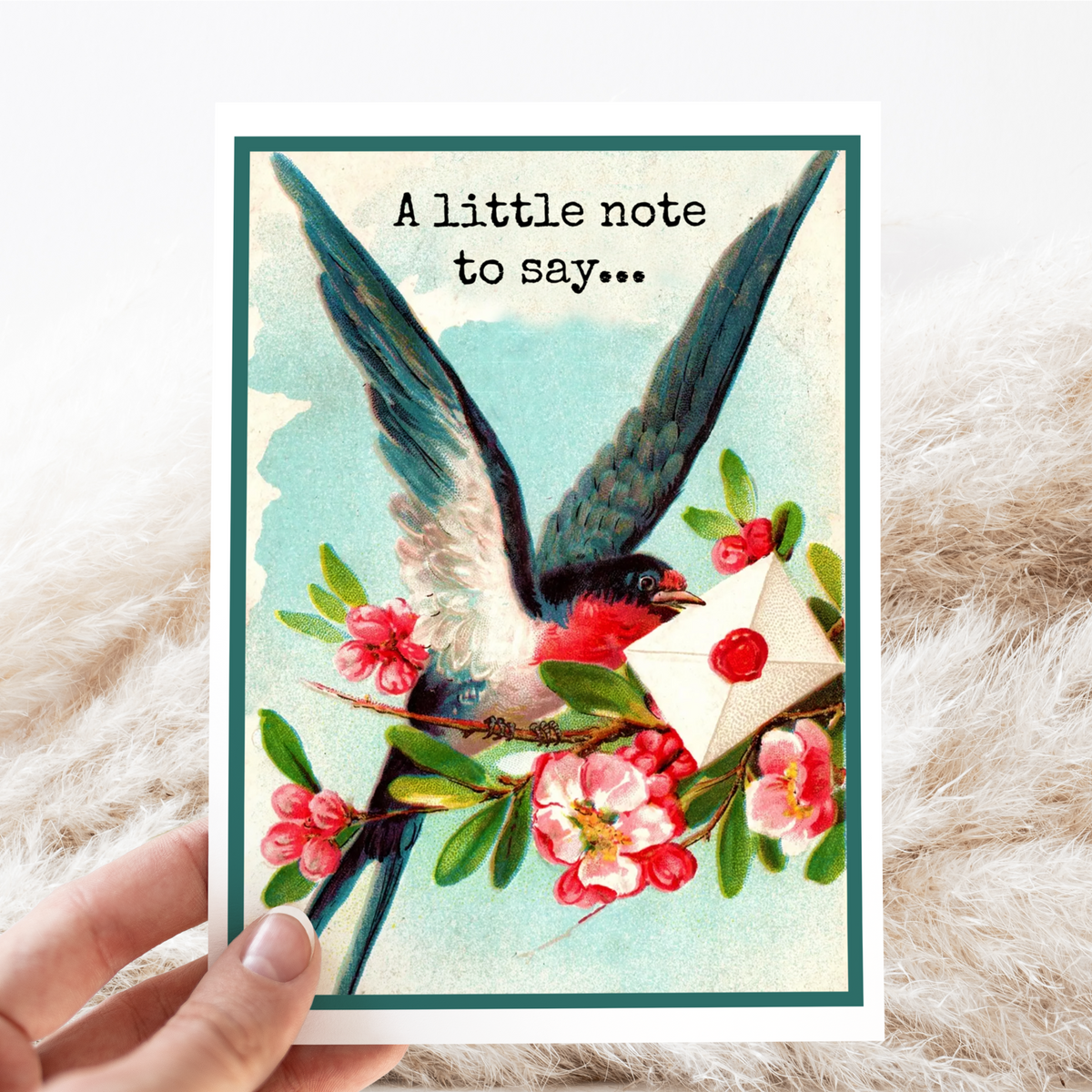 Greeting Card. Vintage Bird. A Little Note To Say...