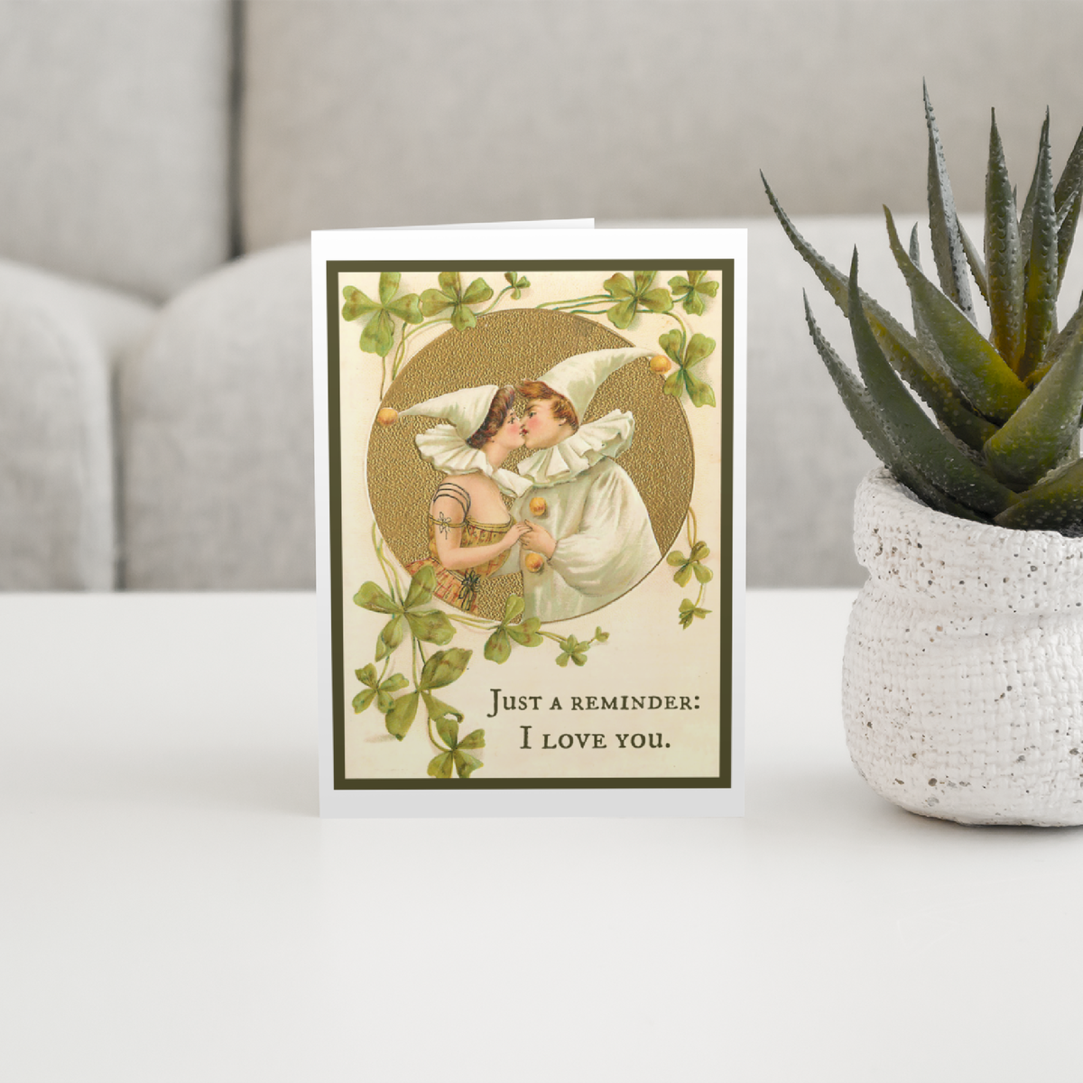 Greeting Card. Just A Reminder: I Love You. Vintage Style.