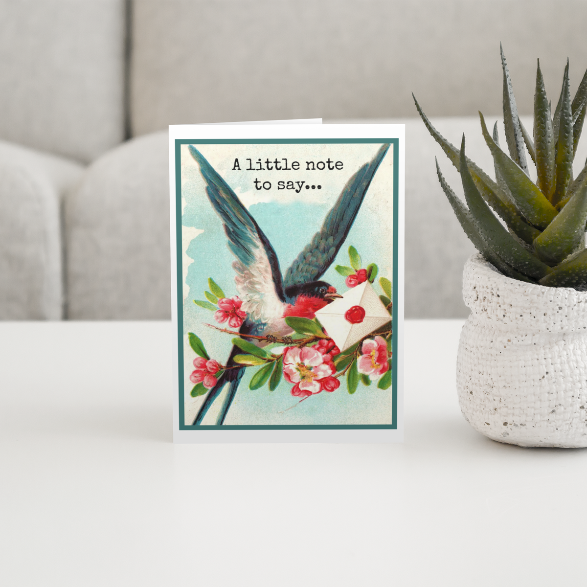 Greeting Card. Vintage Bird. A Little Note To Say...