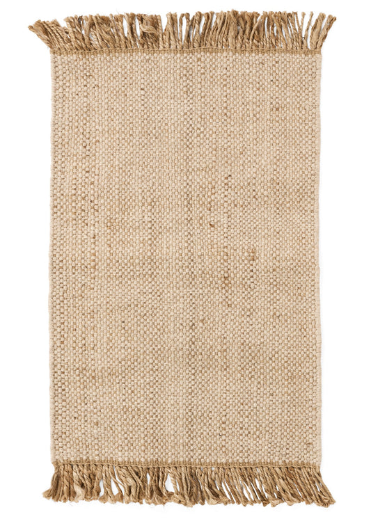 Handmade Wool Jute Rug 24x36" Natural