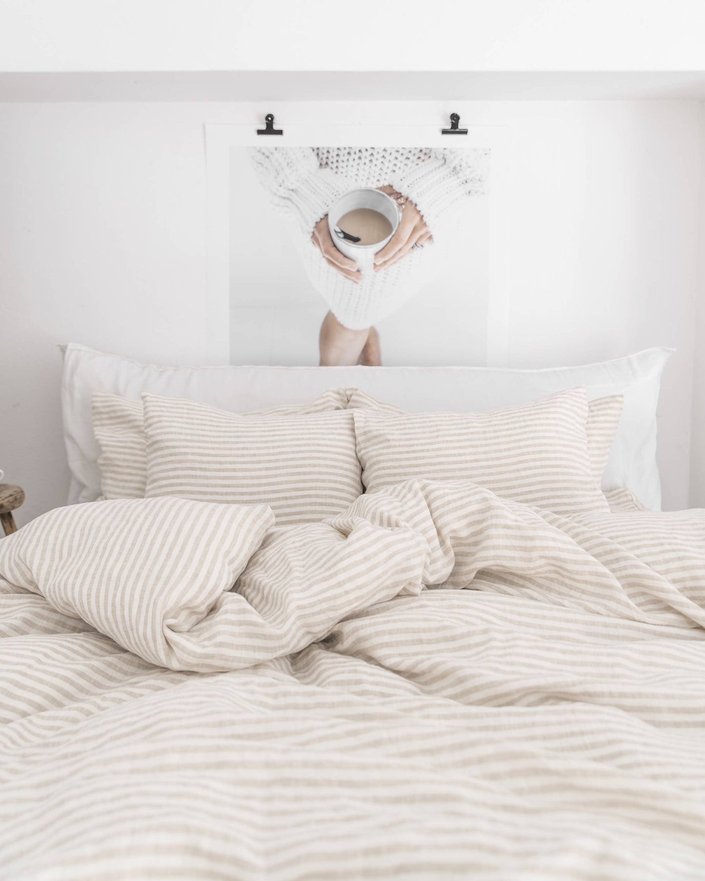 Striped Natural Linen Duvet Cover Queen