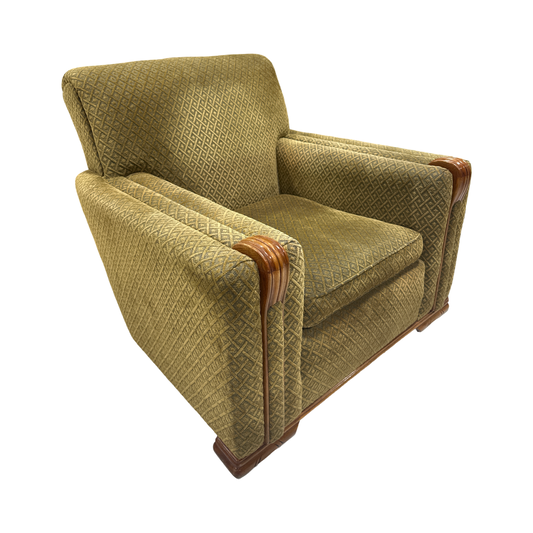 Vintage MCM Green Velvet Lounge Chair
