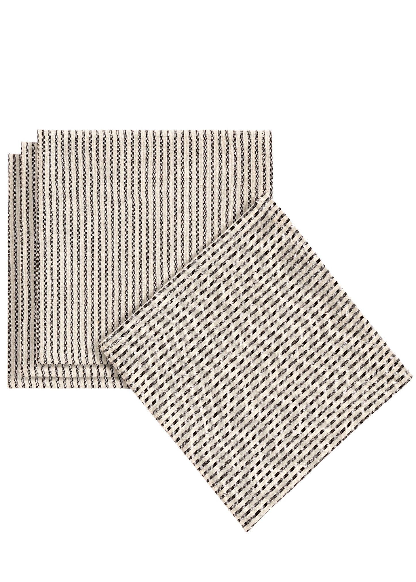 Striped grey cotton napkins S/4