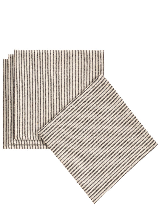 Striped grey cotton napkins S/4