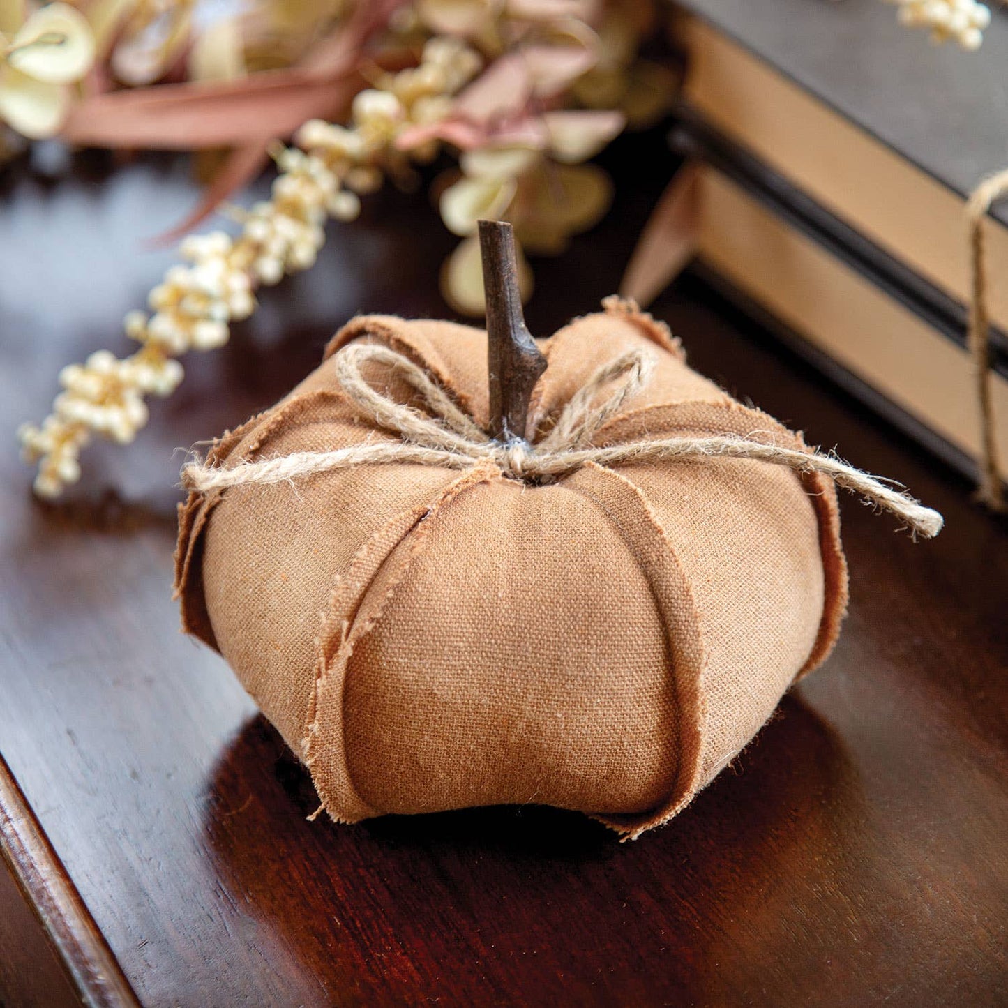 Stuffed Brown Pumpkin w/Seams, 5"