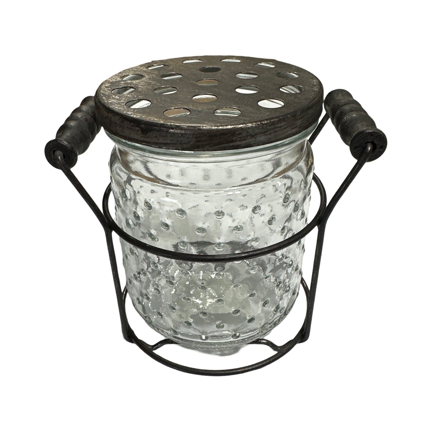 Glass Flower Jar w/frog & stand