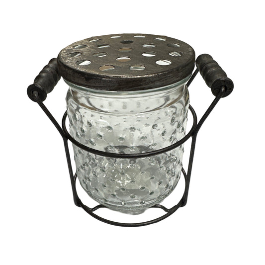 Glass Flower Jar w/frog & stand