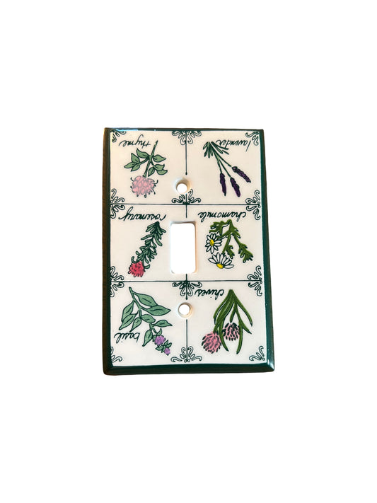 Vintage Porcelain Lightswitch herbs