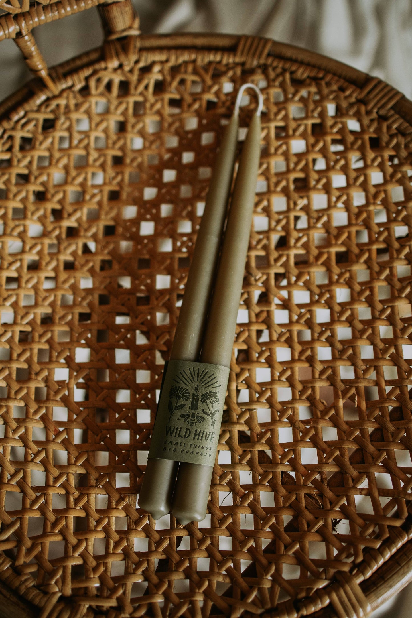 Moss green Beeswax Taper Candles