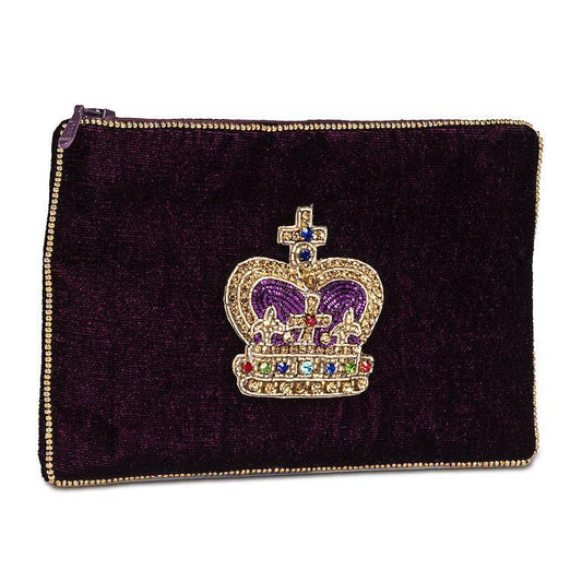 Small Zipper Pouch with 3D Beaded Crown