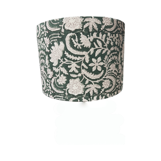 Hand Block Print Cotton Lampshade 30x21cm